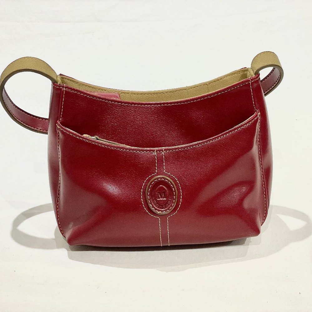 Mondani New York Deep Red Leather Shoulder Handbag